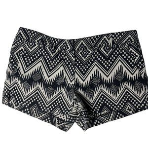 J. Crew Size 8 Women's Geometric Tribal Pattern Shorts Black and White